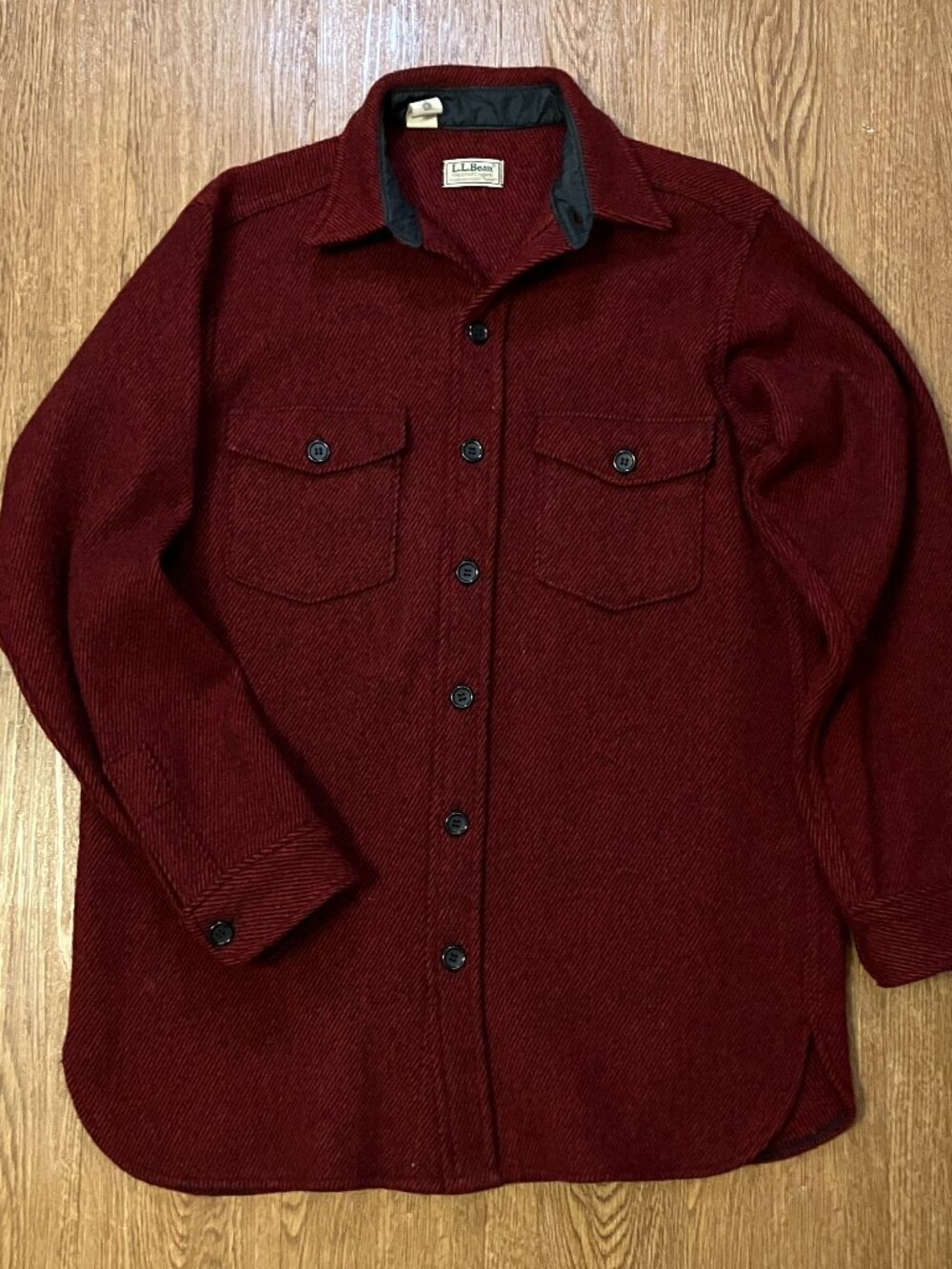 Vintage LL Bean Northwoods Shirt Jacket Red Wool Made in USA 70's